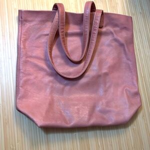 Baggu leather tote bag dusty rose pink
